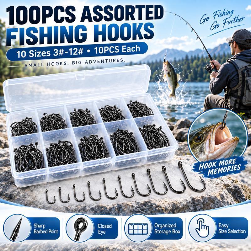 100PCS Barbed Fishing Hooks Se - đánh giá và giá Fishing Hook Assortment