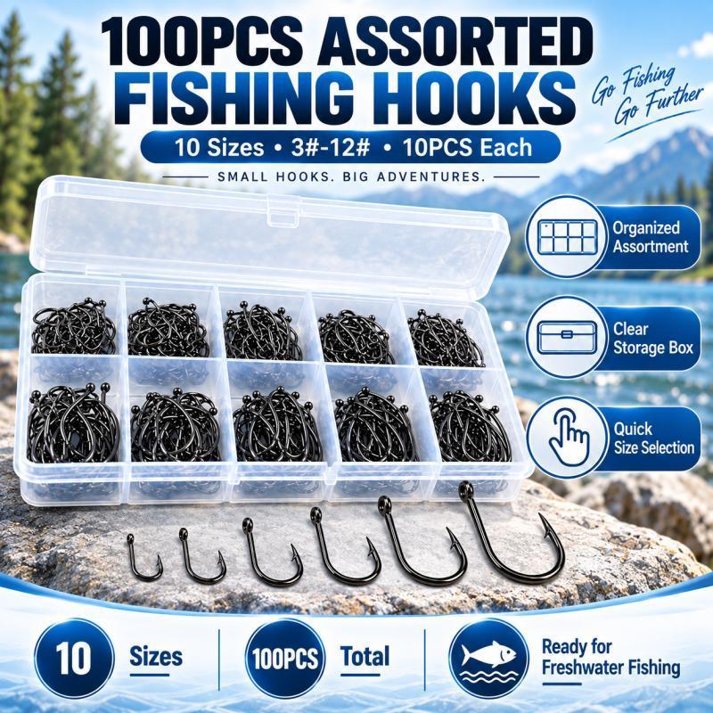 100PCS Barbed Fishing Hooks Se - đánh giá và giá Fishing Hook Assortment